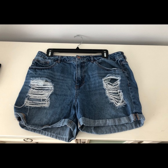 Distressed and Ripped Blue Denim Shorts - Picture 1 of 2